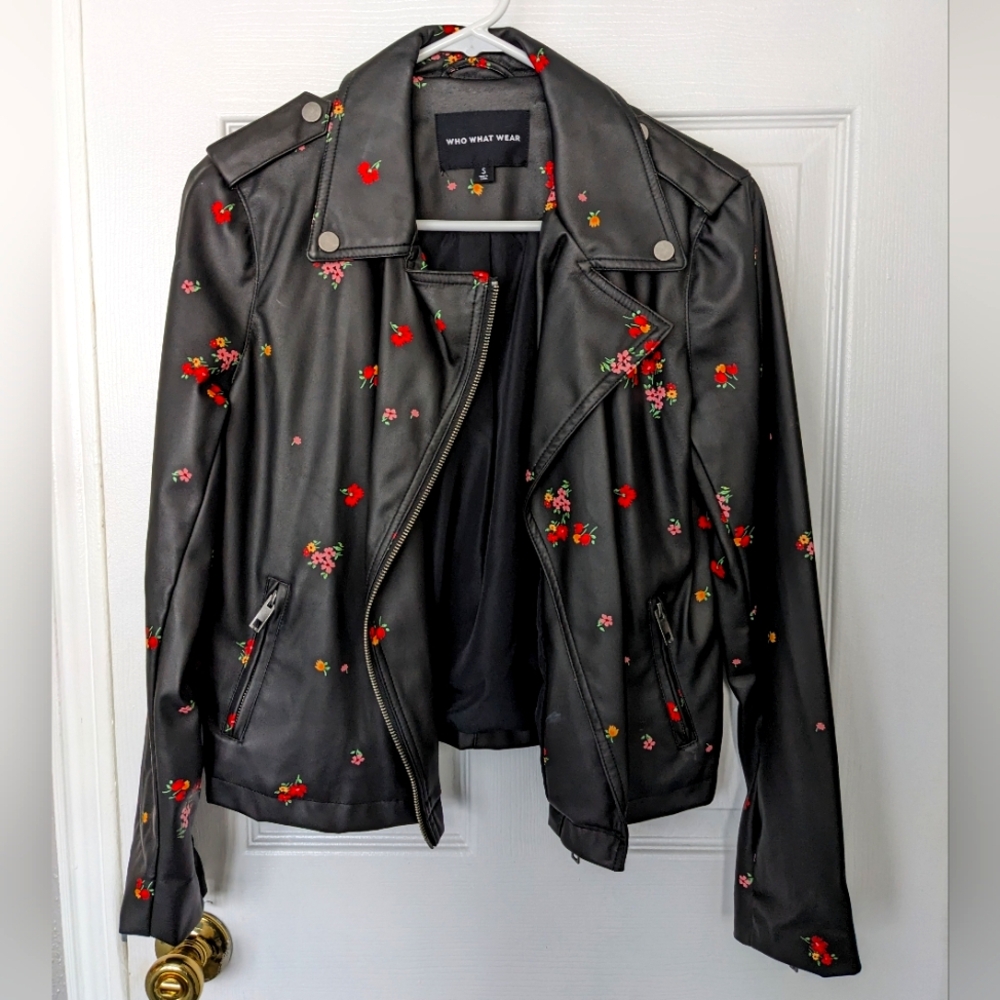 Floral Faux Leather Jacket